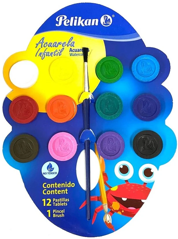 Acuarelas en Cartón  Colores Infantil c/Pincel Pelikan® [Pieza]