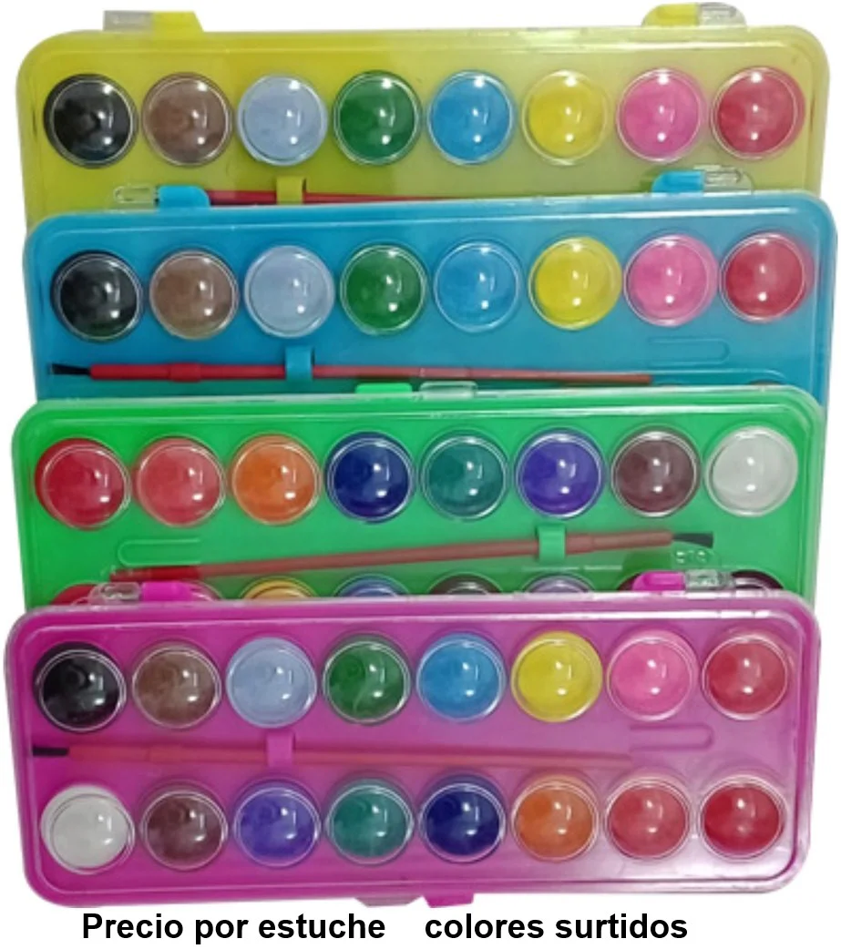 Acuarelas en Plástico c/Pincel Colores Est.c/16 D'novac® ACC001Z-V0302 [Estuche]
