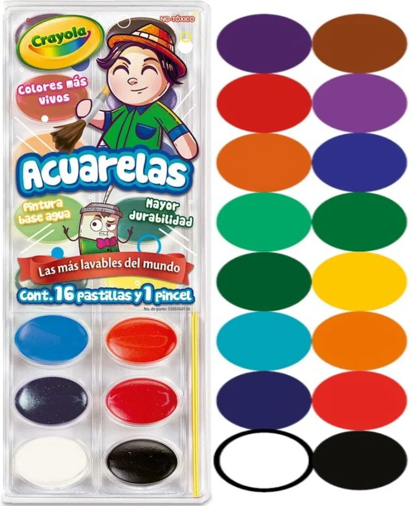 Acuarelas en Plástico  Colores  c/Pincel Crayola® [Estuche]