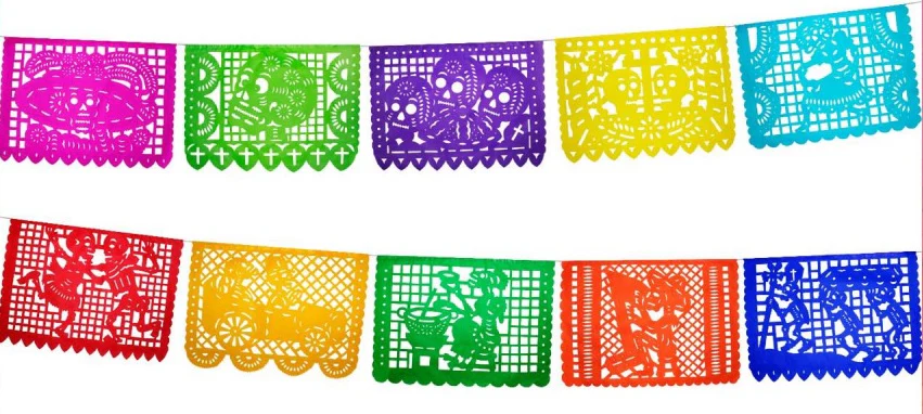 Adorno Día de Muertos Enramada ½ Papel China 1p Colores Papel Picado® [Pieza]