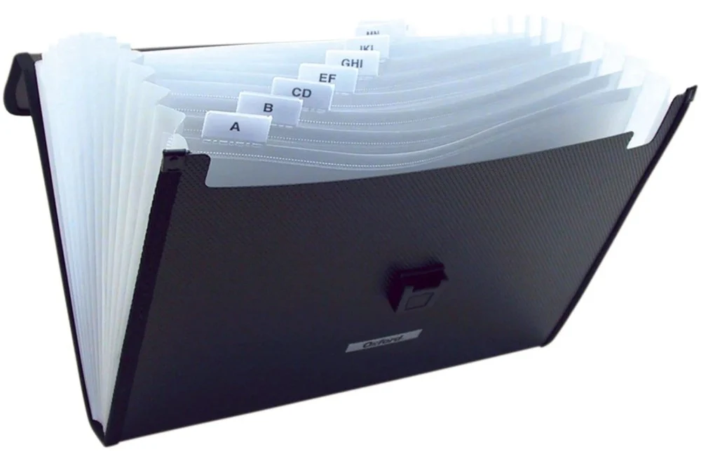 Archivero Expandible Broche/Manija 12 Division Negro Carta Oxford® F136 [Pieza]