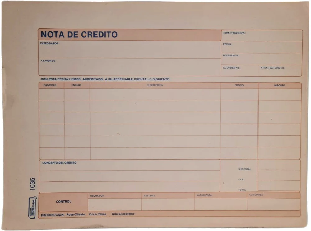 Block Auxiliar Nota de Crédito 25 Juegos ½ Oficio Printaform® B-1035 [Pieza] - Image 2
