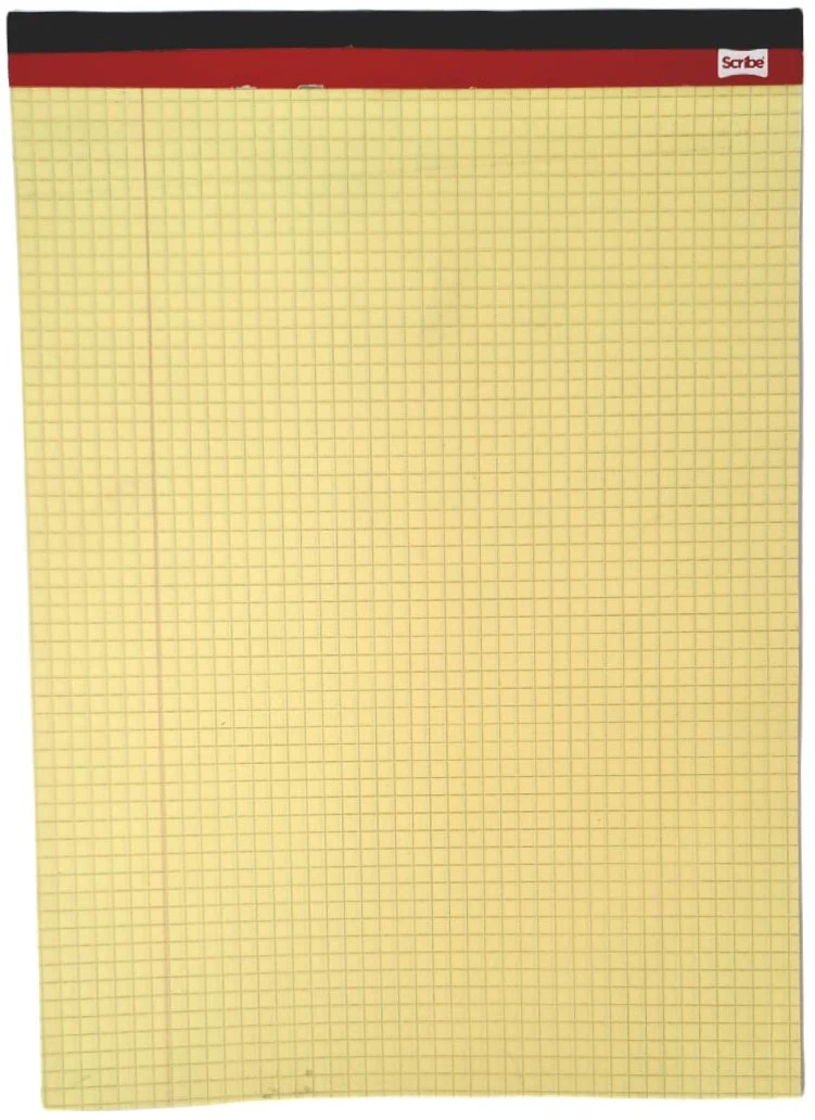 Block Carta 	Profesional Pegado Amarillo Óptico 50 hojas Cuadro 5mm Scribe® 09512 [Pieza]