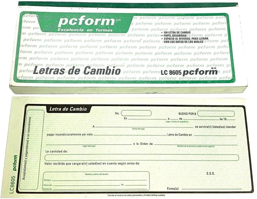 Block Letras de Cambio 100 hojas 9×21.5cm pcform® 8605 [Pieza]