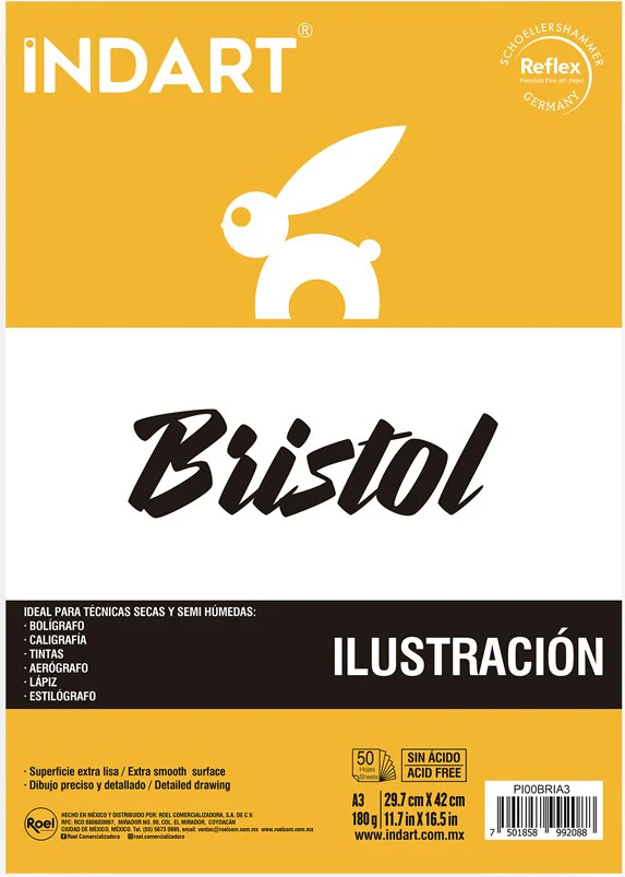 Block p/Arte Bristol  180g 50 hojas A3 A4 INDART® [Pieza] - Image 2