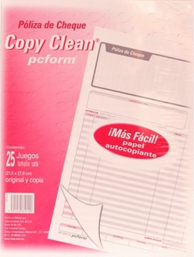 Block Póliza Cheques Autocopia A 25 Juegos Carta pcform® CP1012-S [Pieza]