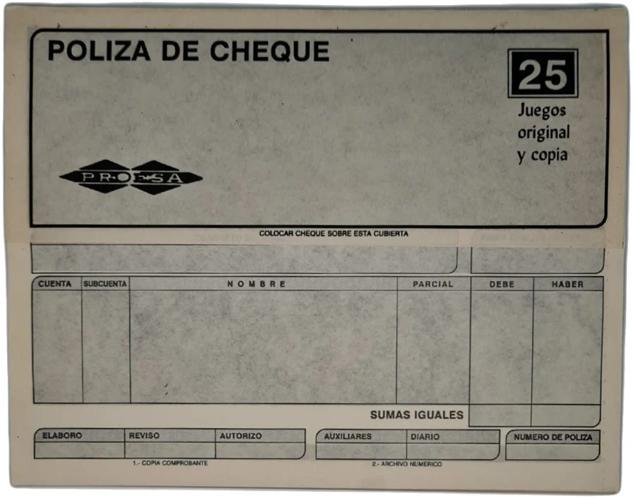 Block Póliza Cheques c/Carbón C 25 Juegos ½ Oficio Proesa® 1011 [Pieza] - Image 2