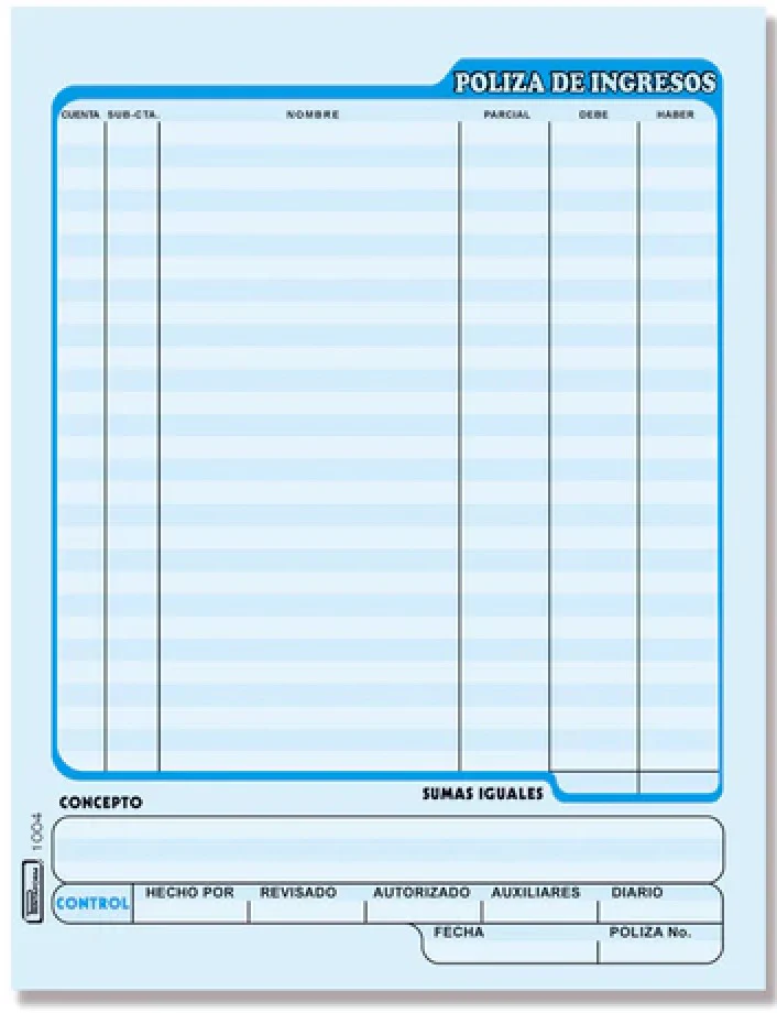 Block Póliza de Ingresos I 50 hojas Carta Mano Printaform® B-1004 [Pieza]