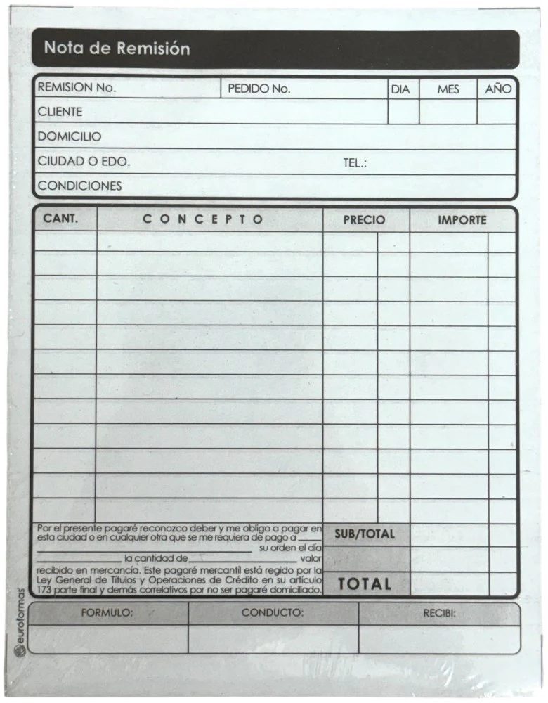 Block Remisiones Duplicado pakc3 Autocopia DA 22 Juegos ¼ Carta euroformas® ER0005 [Paquete] - Image 3
