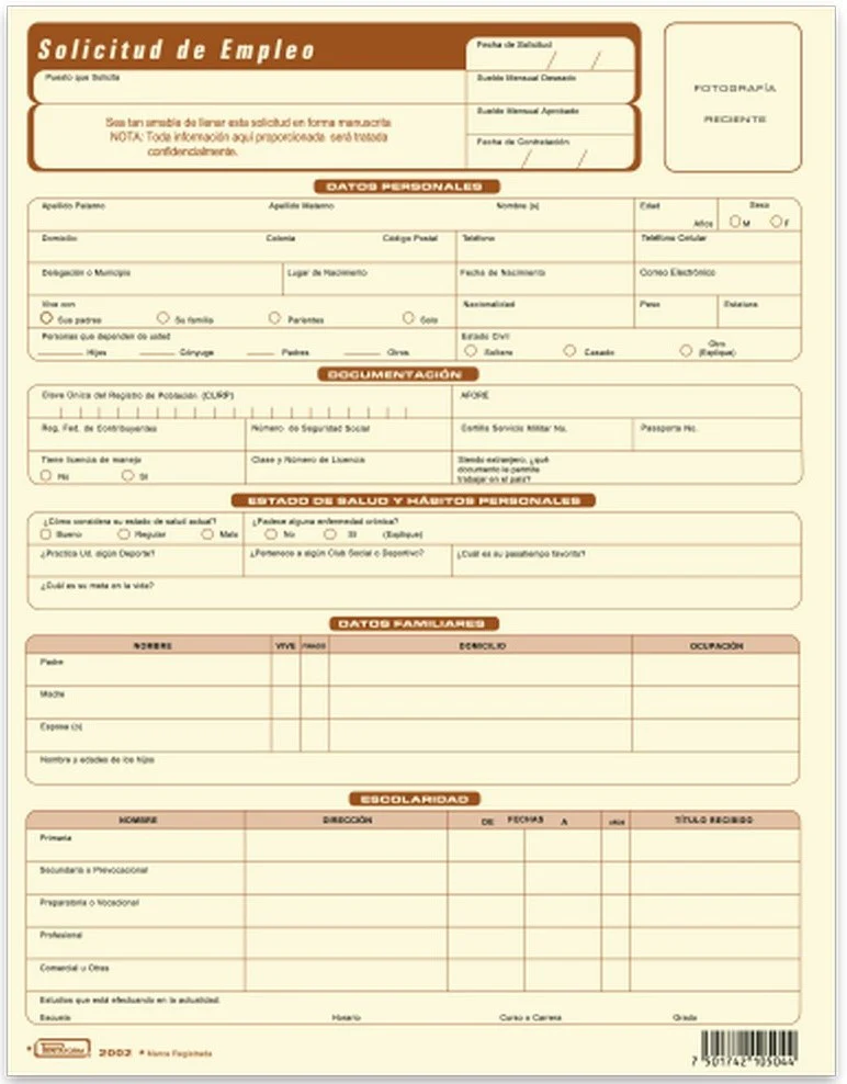 Block Solicitud de Empleo 25 hojas x bloc Carta Printaform® B-2002 [Pieza] - Image 3