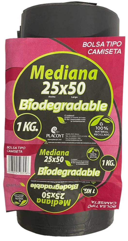Bolsa Polietileno Camiseta Mediano Negro 25×50cm Pla [Kilo]