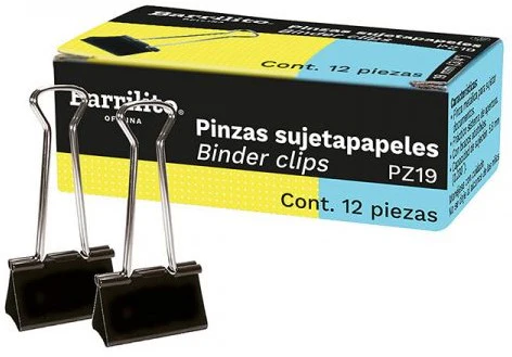 Broche Sujeta Papel  c/12  Negro Binder Clip Barrilito® [Caja] - Image 2