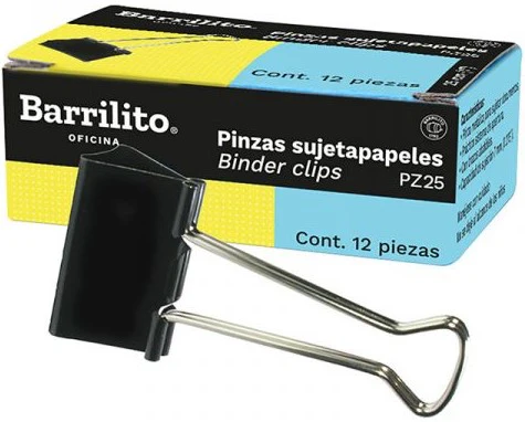 Broche Sujeta Papel  c/12  Negro Binder Clip Barrilito® [Caja] - Image 3