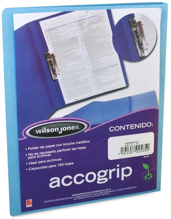 Carpeta Pressboard c/Palanca AccoGrip + Azul Claro Carta ACCO® P0967 [Pieza] - Image 3