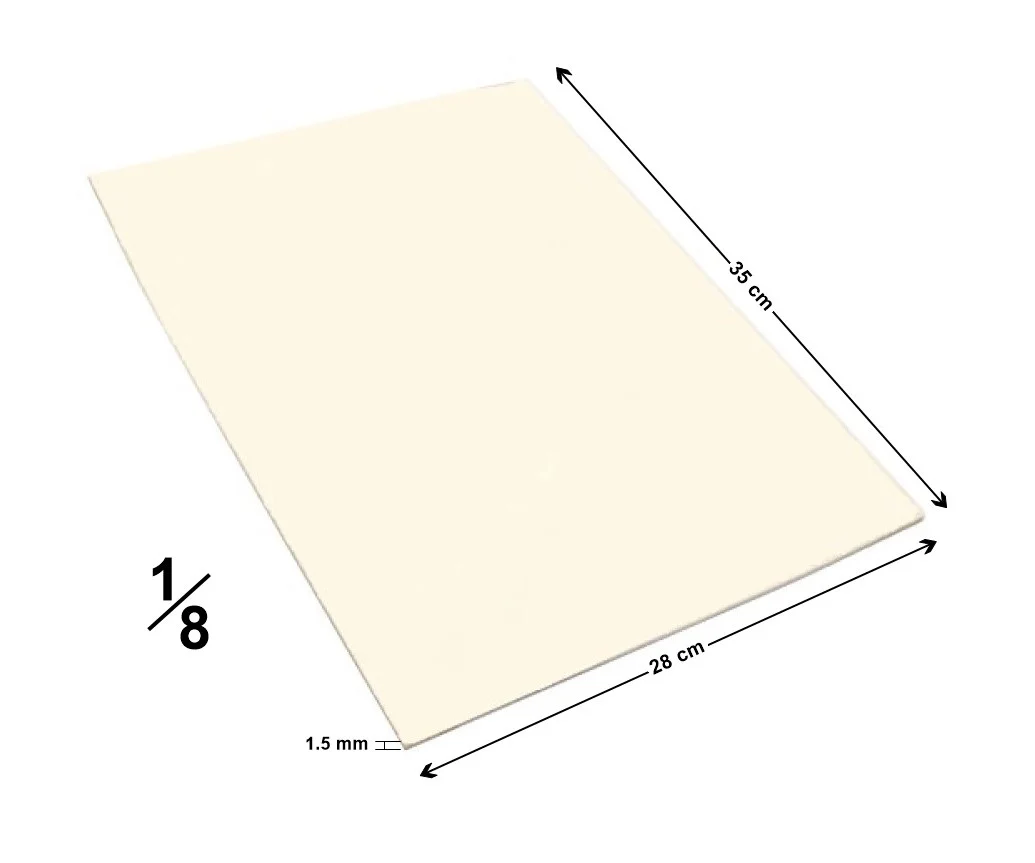 Cartón Batería  1.5mm  Crema Octavo Delgada Cuarto Entero Medio Jiss® [Hoja]