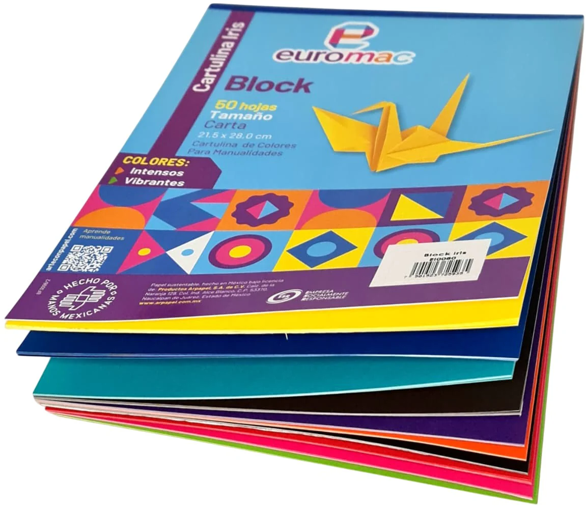Cartulina Euroiris Block c/50 hojas Colores (10) Carta euromac® EI0080 [Bloque] - Image 3