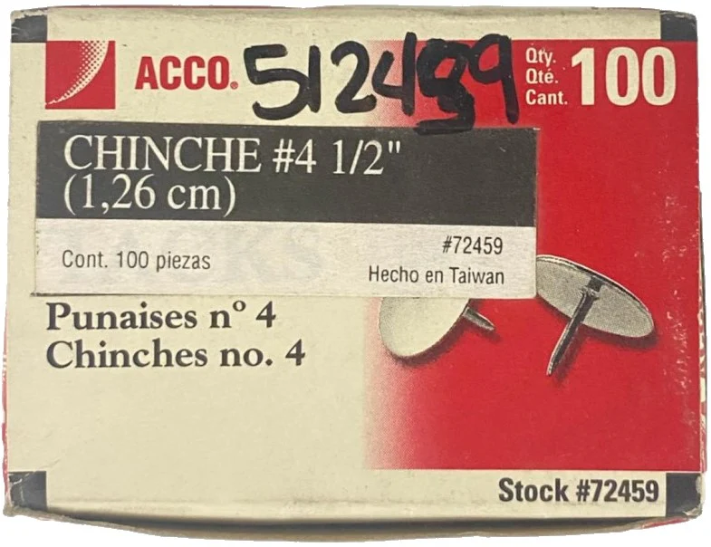 Chinchetas #4 ½" Niqueladas c/100 ACCO® 72459 [Caja] - Image 2