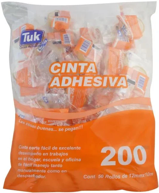 Cinta Adhesiva 200 Bolsa c/50 Piezas Transparente 12mm×10m Tuk® 260011 [Pieza]