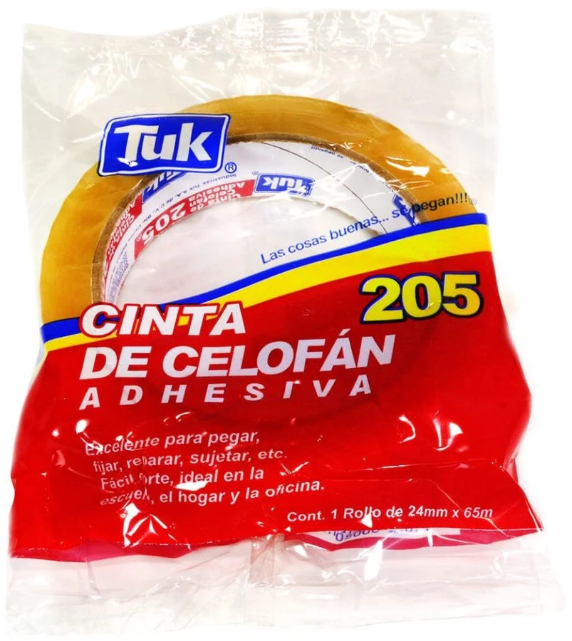 Cinta Adhesiva Celofán 205 Transparente 24mm×65m Tuk® 260538 [Pieza]