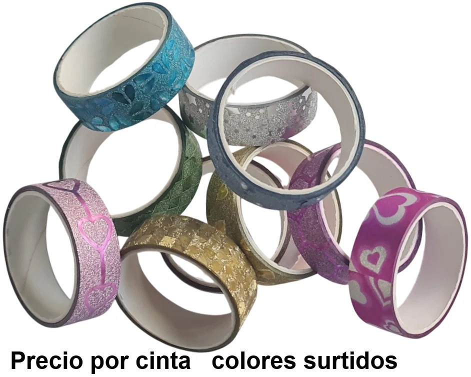 Cinta Adhesiva Glitter Diamantado Colores 14mm×1.8m D'novac® DM001-S1 [Pieza]