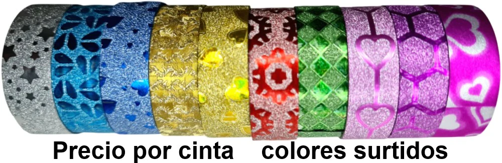 Cinta Adhesiva Glitter Diamantado Colores 14mm×1.8m D'novac® DM001-S1 [Pieza] - Image 3