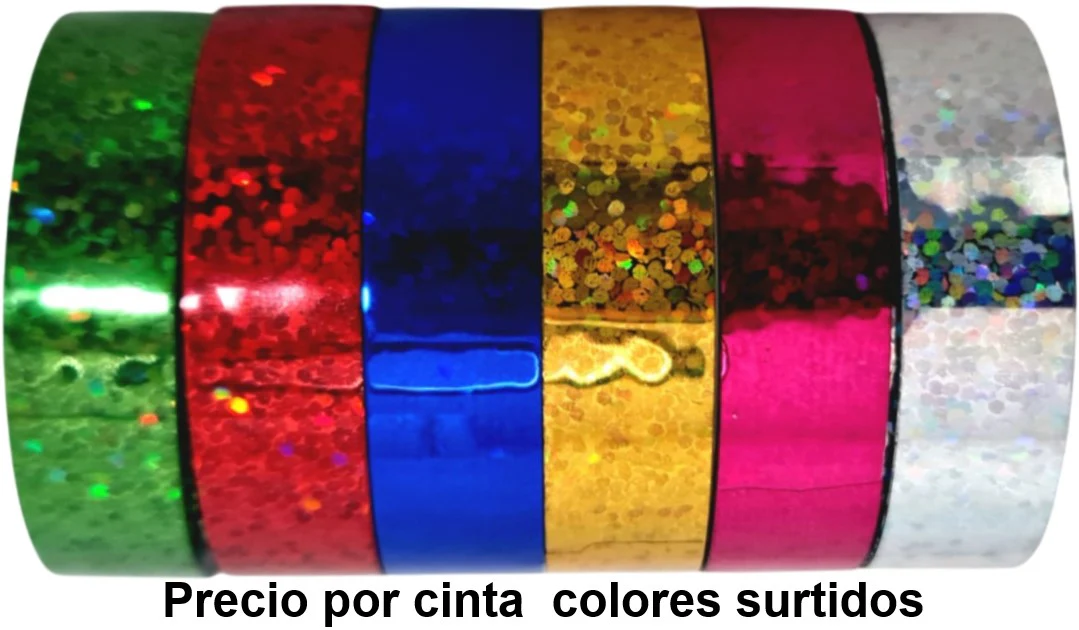 Cinta Adhesiva Holográmico Métalico Colores 12mm×10m D'novac® DM001S [Pieza] - Image 2