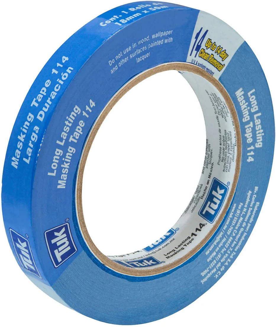 Cinta Adhesiva Masking 114 Azul 18mm×50m Tuk® 163028 [Pieza]