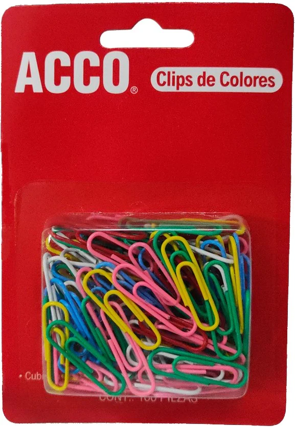 Clips Metal Forrado de Vinil c/100 Colores 28mm ACCO® P6130 [Paquete]
