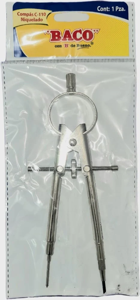 Compás Escolar Precisión Brazo Largo C-110 Metal Niquelado Baco® C-110-S [Pieza]