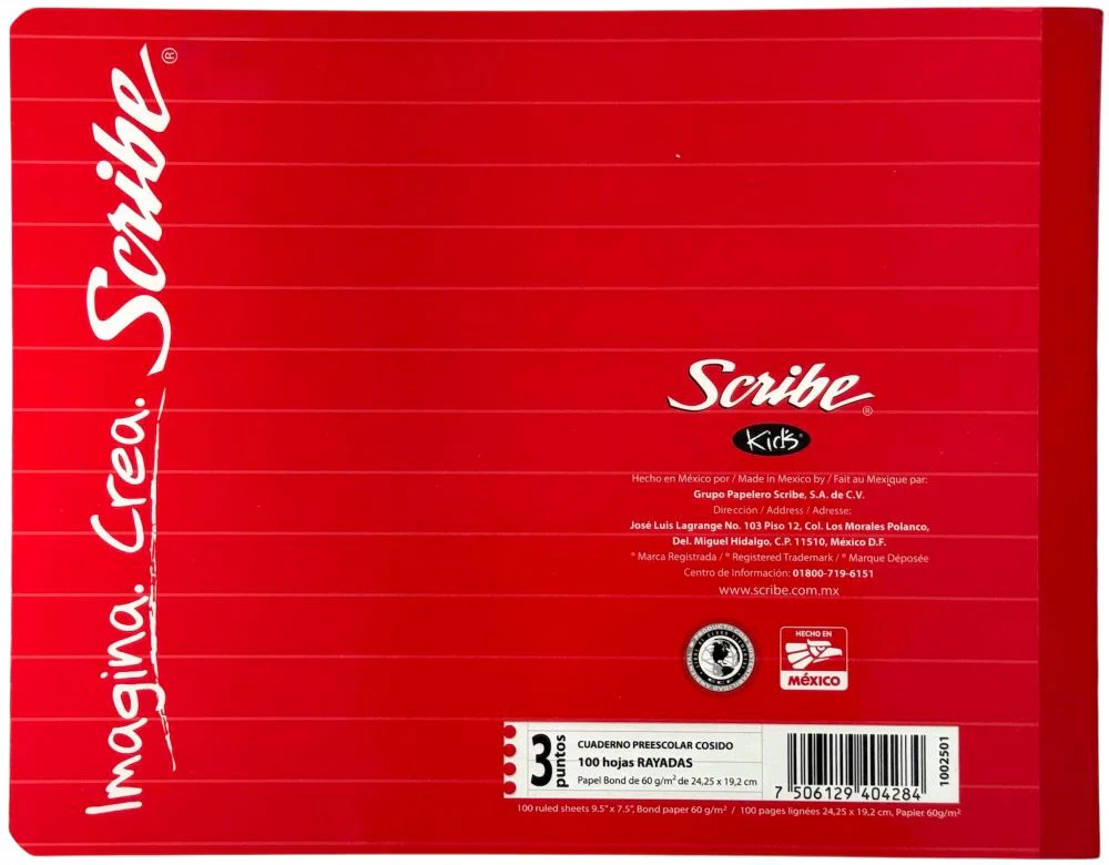 Cuaderno Preescolar Itali Cosido Kid's Semi Rigida 100 hojas Raya 10mm Scribe® 2501 [Pieza] - Image 3