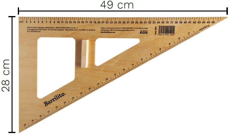 Escuadra p/Maestro 60° Madera 28×49cm Barrilito® RM2 [Pieza]