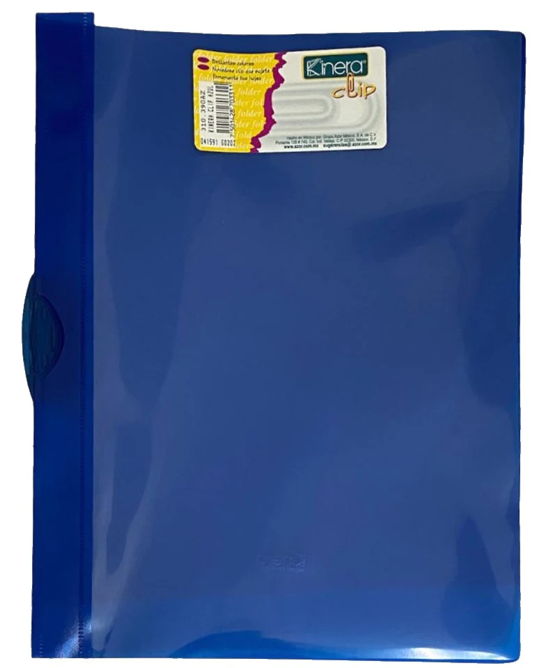 Fólder Plástico c/Clip Azul Carta Kinera® 390AZ [Pieza]