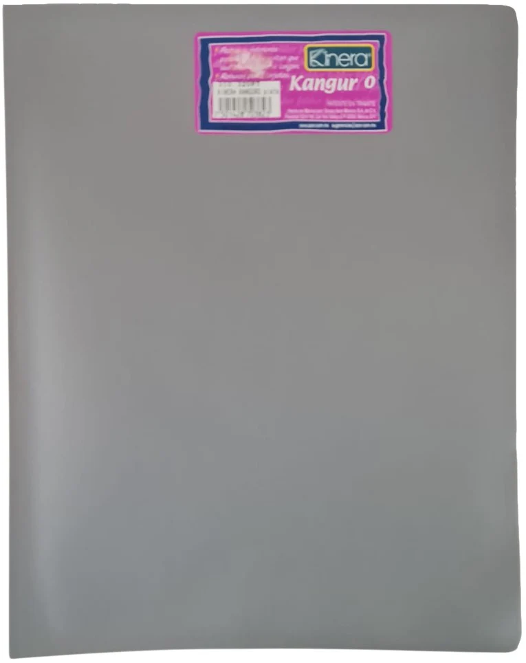 Fólder Plástico Portadocu Kanguro Doble Solapa Gris Plata Carta Kinera® 320PT [Pieza]