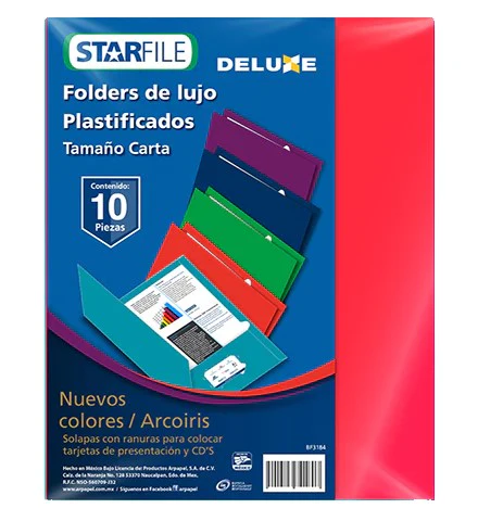 Fólder Plastificado Deluxe Collorfull c/10 Arcoíris Full Carta STARfile® PY1174 [Paquete]