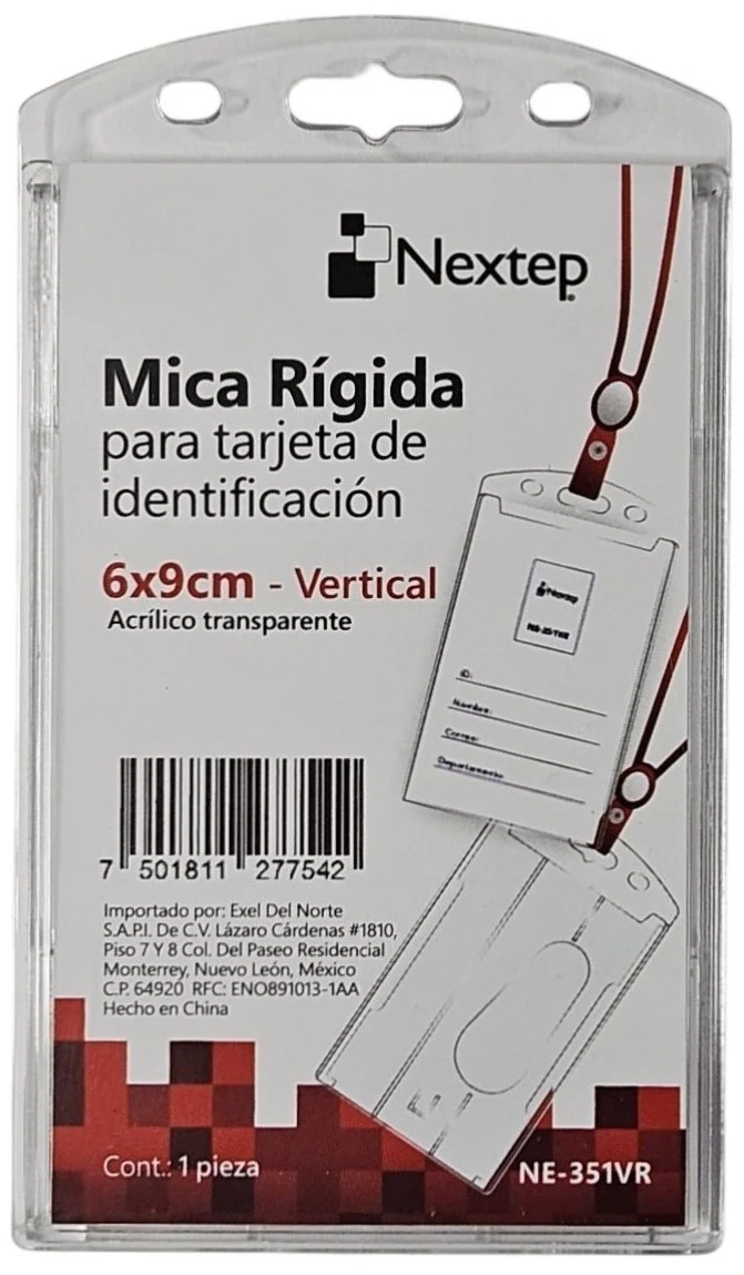 Gafete Acrílico Rigido Vertical Transparente 6×9cm Nextep® NE-351VR [Pieza]