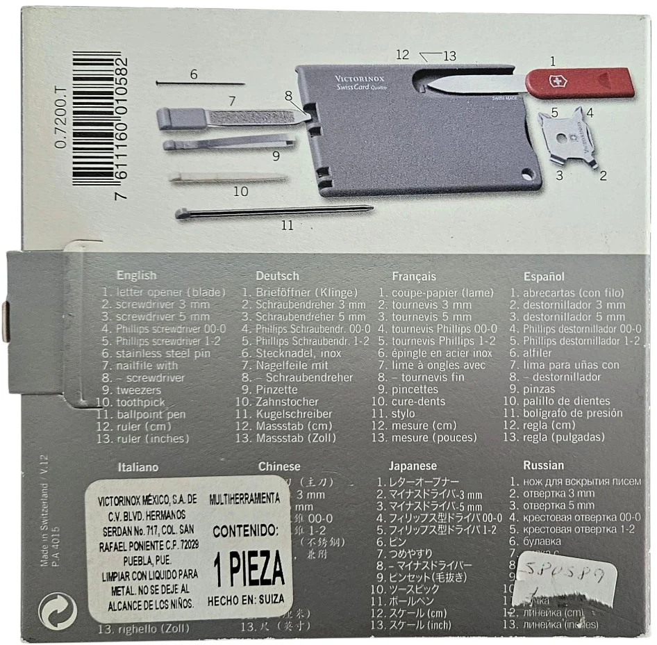 Herramienta Swiss Card Quattro 12 Usos Rubí Translúcid Victorinox® 0.7200.T [Pieza] - Image 3