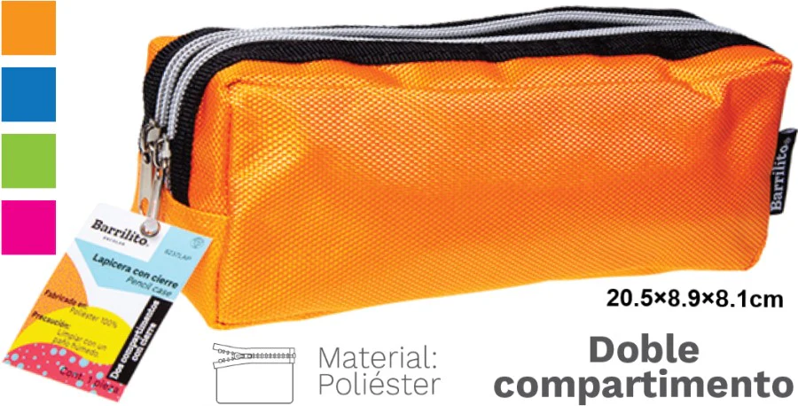 Lapicera Flexible Nylon Doble Cierre zipper Colores Barrilito® 8237LAP [Pieza]