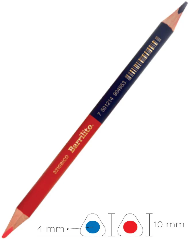 Lápiz Color Triangular Bicolor Jumbo Rojo-Azul Barrilito® 3210BICO [Pieza]
