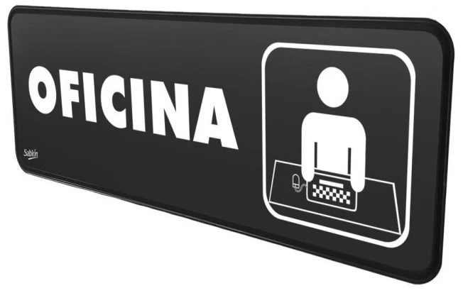 Letrero Informativo "OFICINA" Negro 23×7.5cm Sablón® 7908 [Pieza]