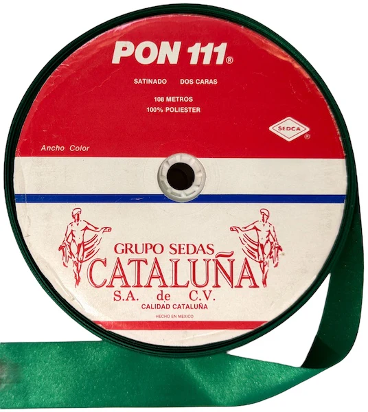 Listón Cataluña Satin 0111 Satin 2 Caras K 021 Verde Bandera A9 (108m) Cataluña® [Metro] - Image 2