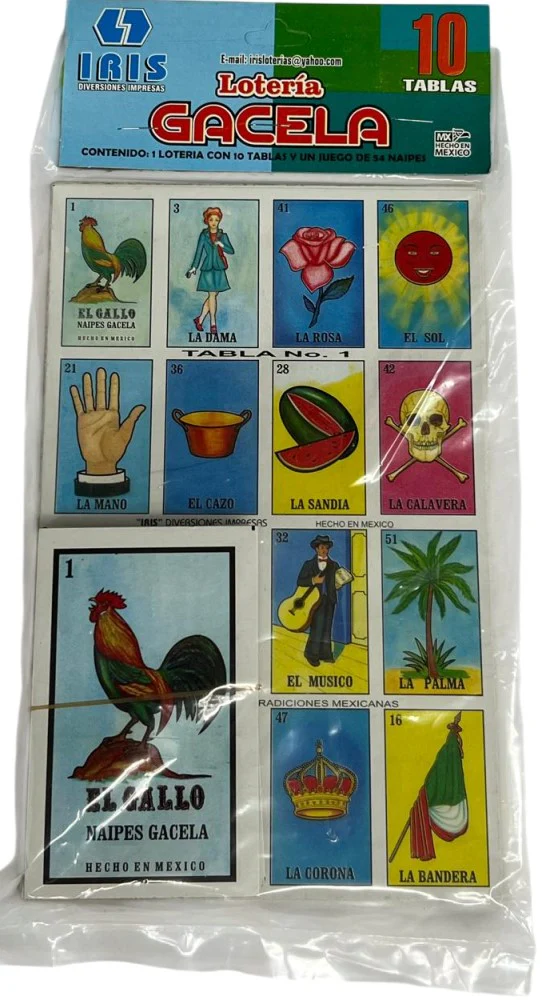 Lotería 1 Juego de Naipes Grande c/10 Tablas Chicas 13.5×21.5 GACELA® IRIS® [Bolsa]