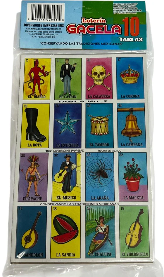 Lotería 1 Juego de Naipes Grande c/10 Tablas Chicas 13.5×21.5 GACELA® IRIS® [Bolsa] - Image 2