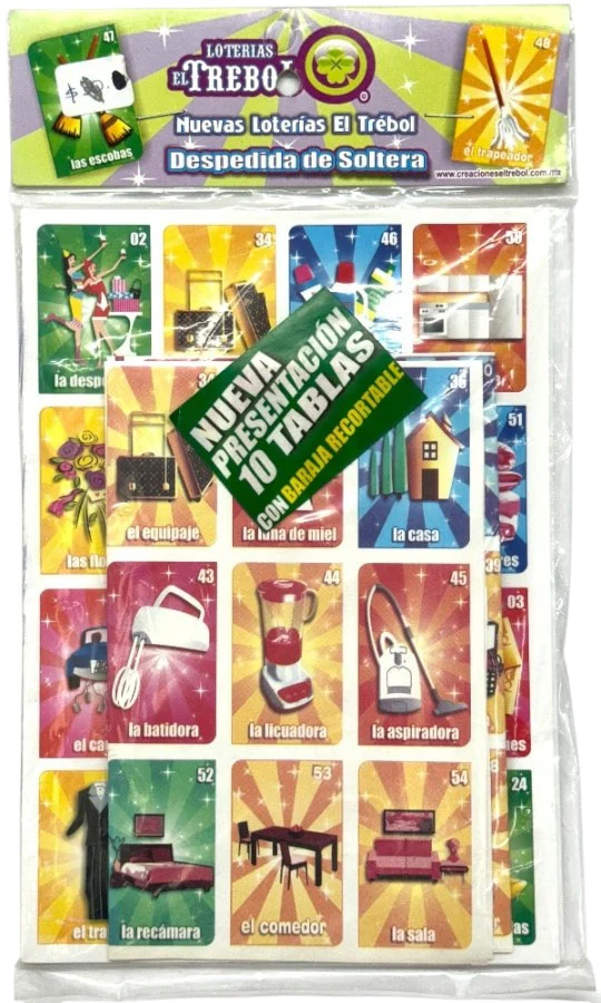 Lotería Despedida Soltera 54naipe c/10 Tablas 14×19.5cm El Trebol® P24 serie A [Bolsa]