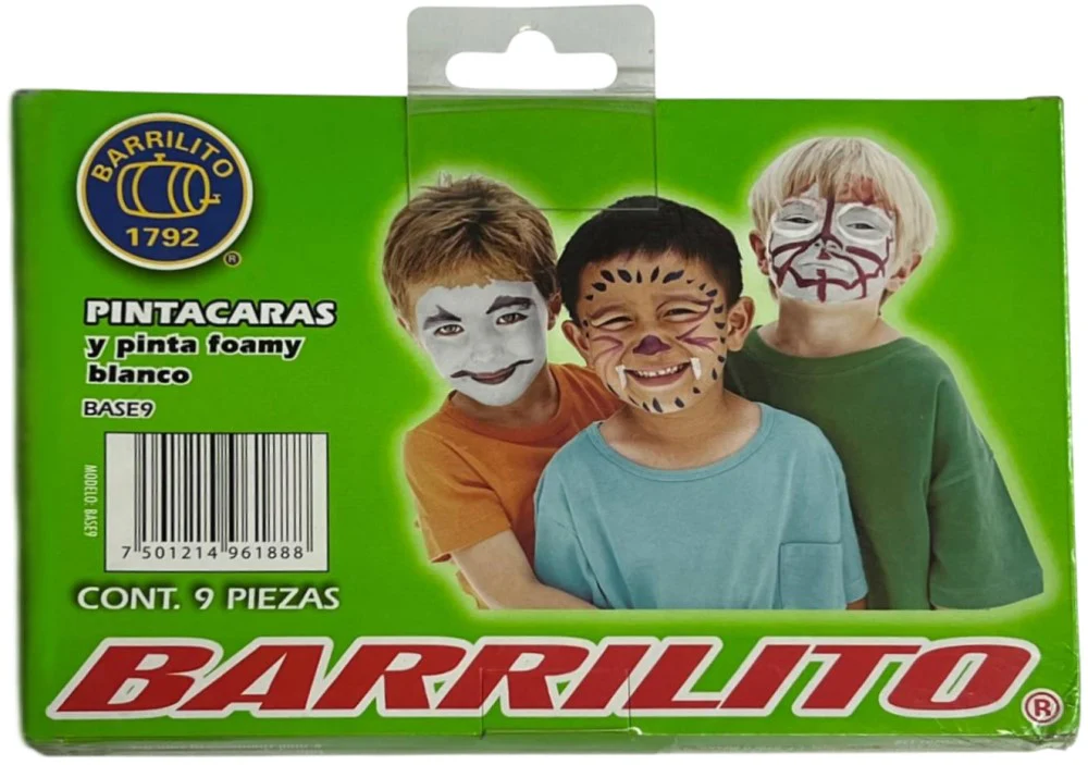 Maquillaje Pinta-Caritas Crayón para Cara/Foamy c/9 Blanco Barrilito® BASE9 [Caja] - Image 2
