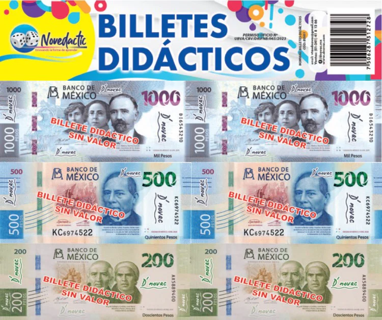 Material Didáctico Billetes de Papel c/77 11.4×4.8cm Novedactic® BDI01X [Bolsa]