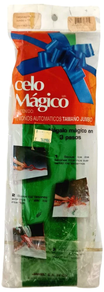 Moño Celomagico 431 Liso 70mm×1.35m Jumbo Verde Bandera13 c/10 Janel® 4310000113 [Bolsa]