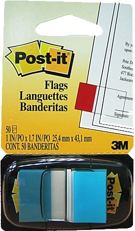Notas Adhesivas (bandera) Post-It® c/50 Azul Neón 1×1.7" 3M® 680-23 [Pieza]
