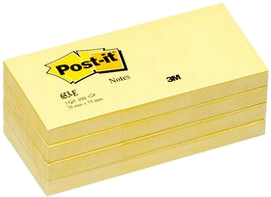 Notas Adhesivas Post-It® 12 Bloc.c/100hjs 1200h Amarillo 1.5×2" 3M® 653-12 [Paquete]