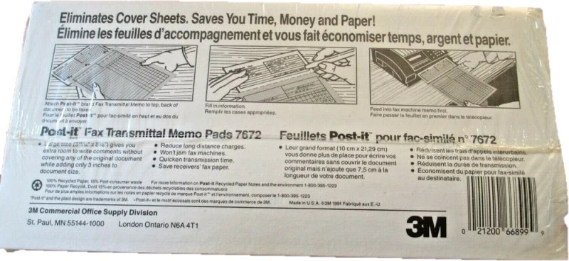 Notas Adhesivas Post-It® 2 Block c/50 hjs 100hj Mensaje Fax 4×8" 3M® 7672 [Paquete] - Image 2