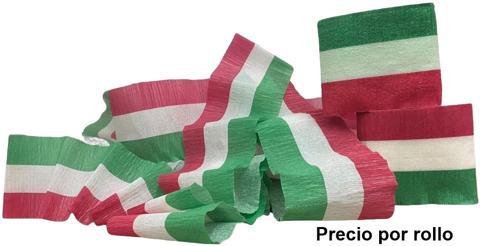 Papel Crepe Festón Tricolor 7.4cm×9m Rollo Colibrí® 350 [Rollo]